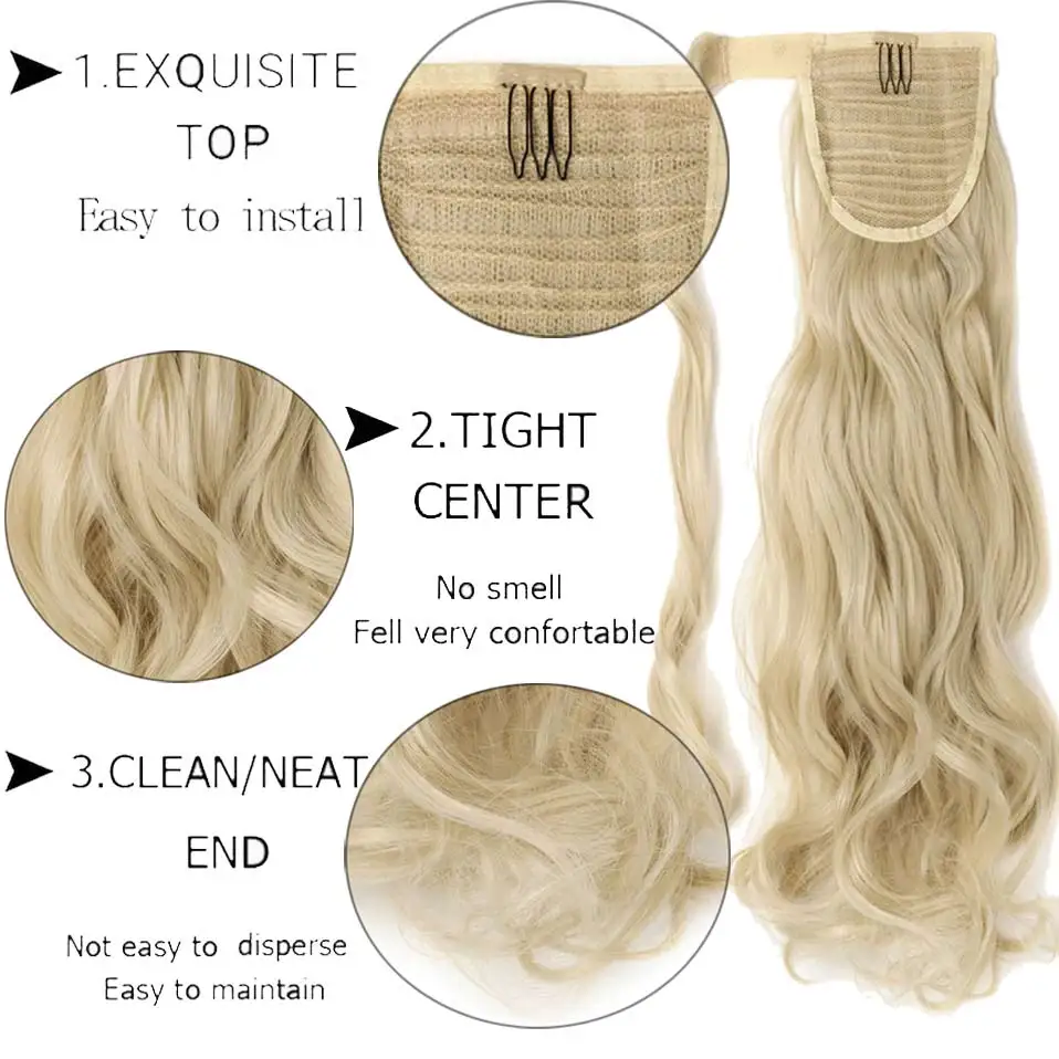 s-noilite Clip In Ponytail Synthetic Wrap Around Ponytail Clip In Hair Extension Long Curly Hairpiece Fake Hair Braid Ponytail