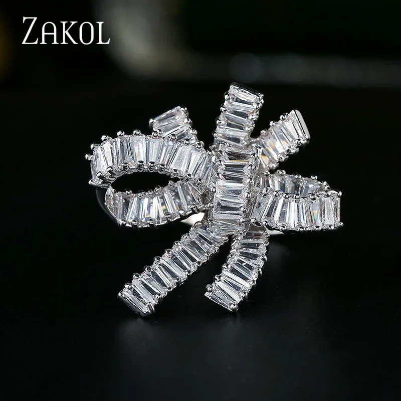 ZAKOL белый кубический циркон ювелирные изделия для женщин обручальные кольца с
