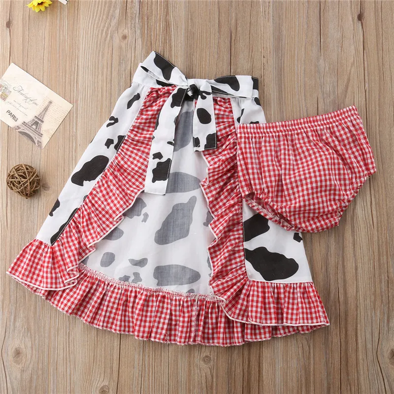 Милые топы на бретельках с изображением коровы для маленьких девочек шорты и