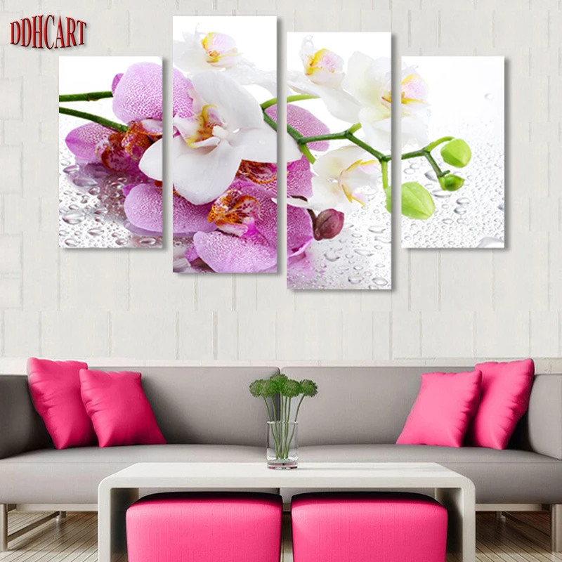 4 Piece/Set Beautiful Butterfly Orchid Picture Canvas Painting Artwork Wall Art Printed painting Decoration Poster | Дом и сад