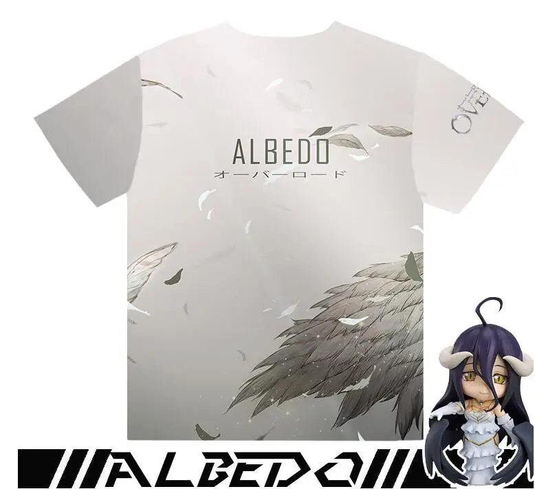 Новое поступление летняя футболка для мужчин и женщин OVERLORD Albedo косплей футболки