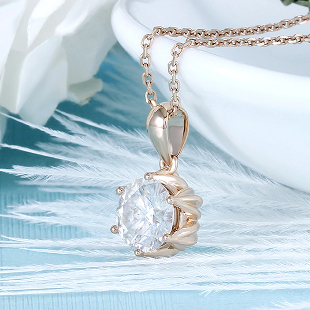 Ожерелье из розового золота DovEggs 18K 750 1CTW 6 5 мм F цвет бриллиант с 14-дюймовой