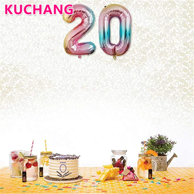 1 шт. 32/40 дюймов градиентная цветная фольга с номером 0 9|Воздушные шары и