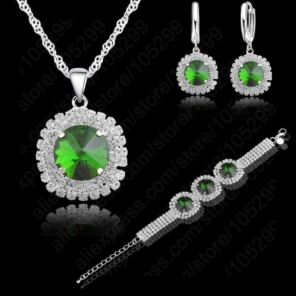Romantic Women Wedding Jewelry Sets 925 Sterling Silver Cubic Zircon Necklace&ampEarring&ampBracelet Set | Украшения и аксессуары