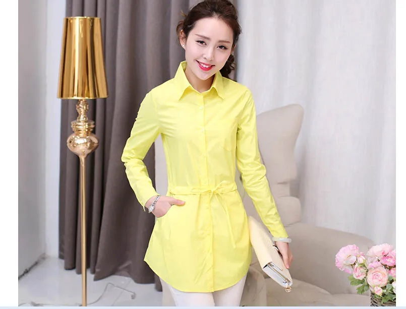 2016 Новую Рубашку Женщин Плюс Размер Женщина Блузка Рабочая Одежда Леди Длинное