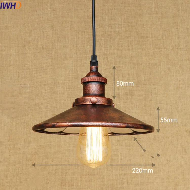 Винтажная светодиодная Подвесная лампа IWHD в деревенском стиле светильник ретро