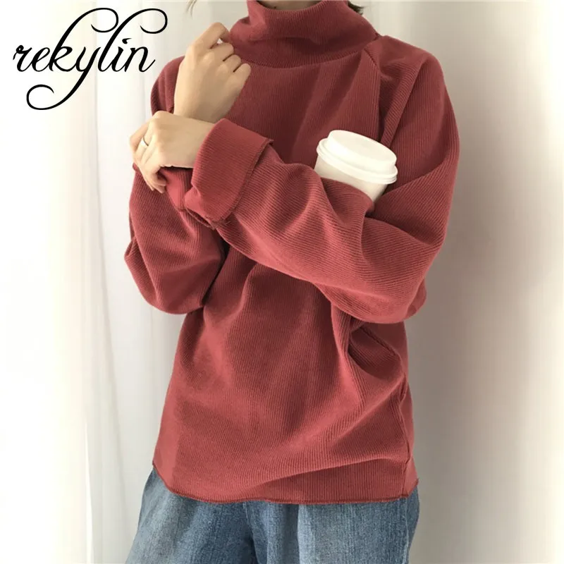 Women's High Collar Thick Long-sleeved Sweater Spring and Autumn Wild Loose Hooded Student Shirt | Женская одежда