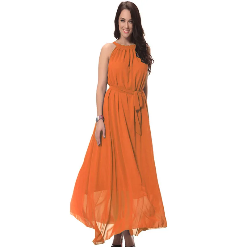 Женское длинное шифоновое платье в богемном стиле Офисная M-6XL Летнее Длинное