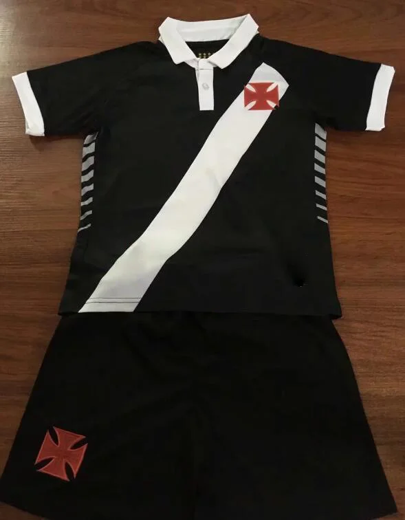 Черный Детский комплект для Vasco da Gama RJ; футболка; Futbol Camisa; рубашка; коллекция года; Camiseta de futbol; повседневные рубашки для отдыха наивысшего качества; Размеры 19, 20 - Цвет: Черный