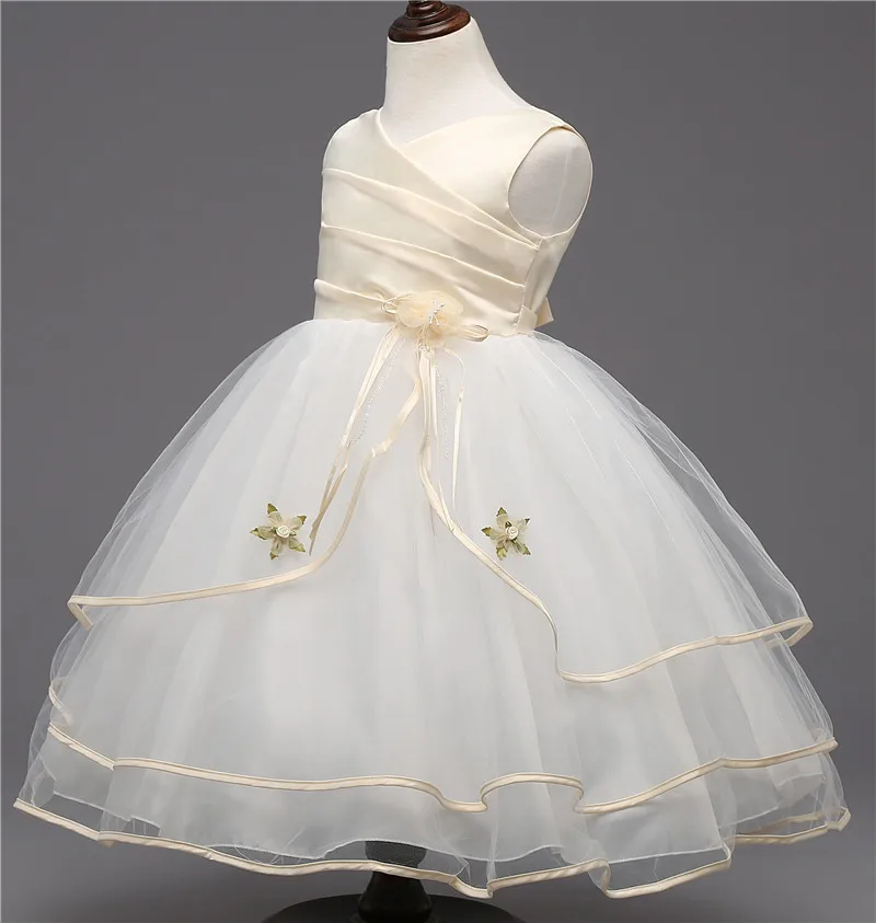 Роза Цветок Девочки Платья Для Свадьбы Pageant Пром Крещение Партия Невесты Платье