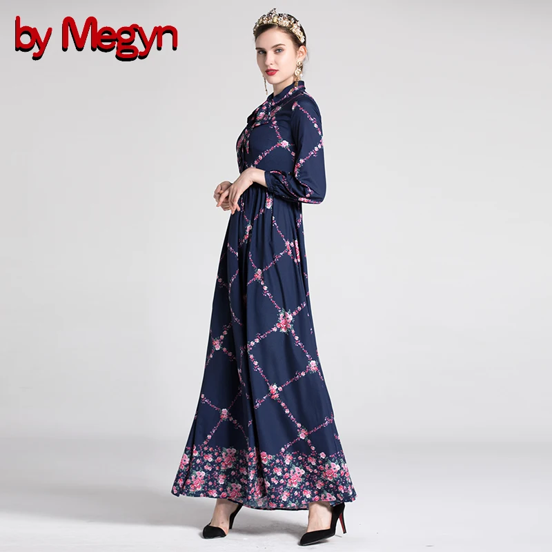 Женское платье с длинным рукавом Megyn длинное винтажное отложным воротником и