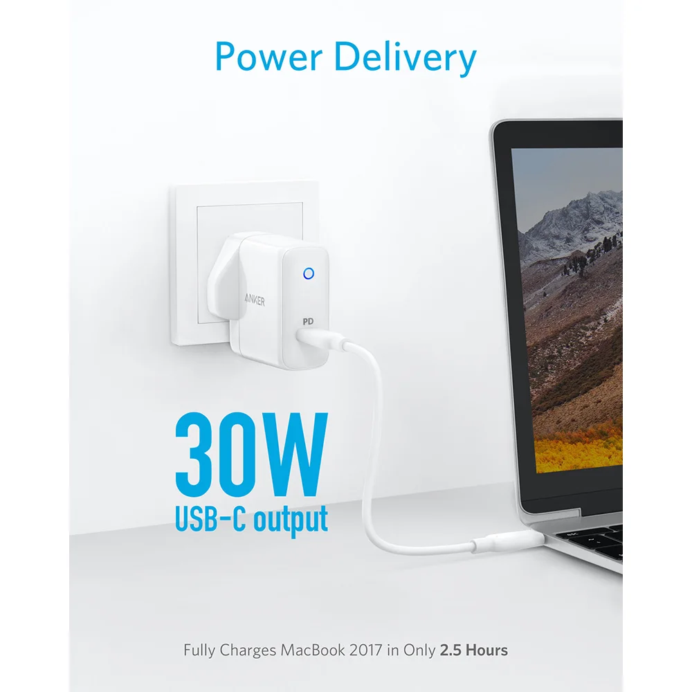 Anker power Port speed 1, usb type-C 30W настенное зарядное устройство и питания для htc 10, Nexus, LG, Pixel C, samsung W700, MacBook, iPad и т. Д