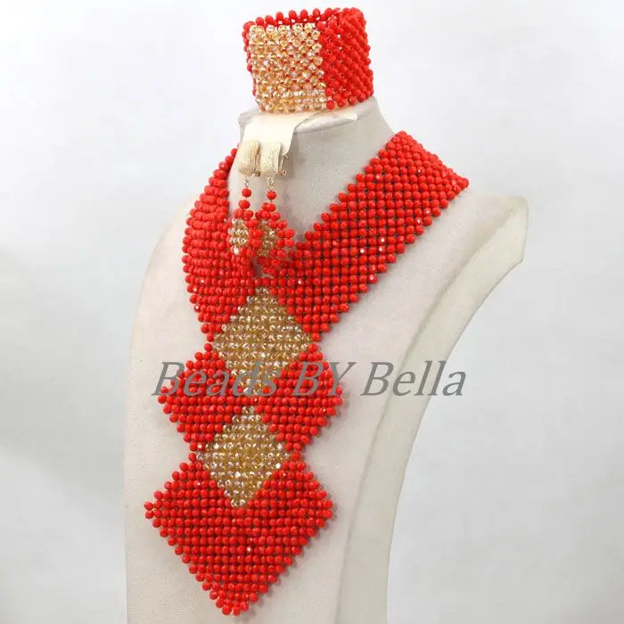 Ярко-красные хрустальные бусины массивное ожерелье для женщин костюм