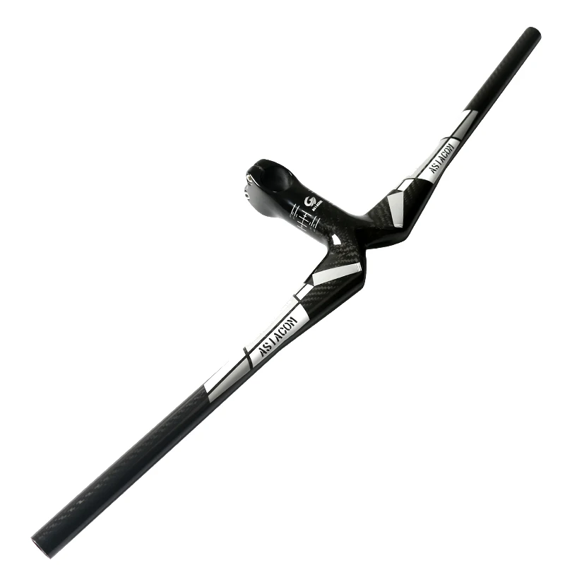 ASIACOM 3K Full Carbon Bicycle Handlebar Mountain MTB Bike Broken Wind Integrated Flat Sweep Bar 600-720mm or Stem 60-120mm