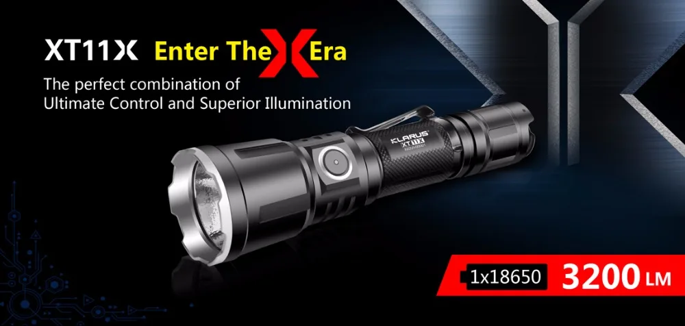 Тактический светодиодный фонарик KLARUS XT11X CREE XHP70.2 P2 3200 лм с кабелем Micro-USB и 18650 батареей для самообороны