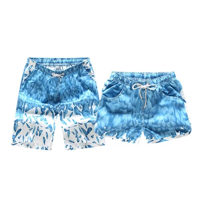 light feather couple Пара Пляжные шорты 2 шт./компл. для плавания и серфинга шорты анти-ух шорты Лето; Футболка с принтом; с затягивающими шнурками эластичные шорты с эластичной резинкой на талии с праздники - Цвет: light feather couple