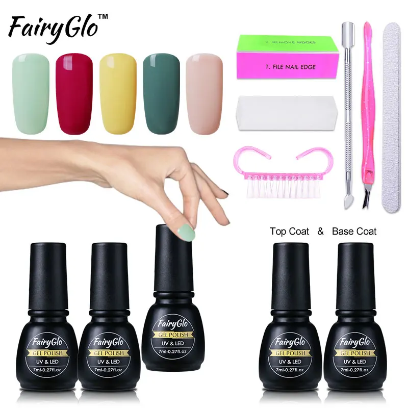 Fairyglo ногтей маникюрный набор 12 шт./лот УФ гель лак для Soak Off Краски gellak комплект