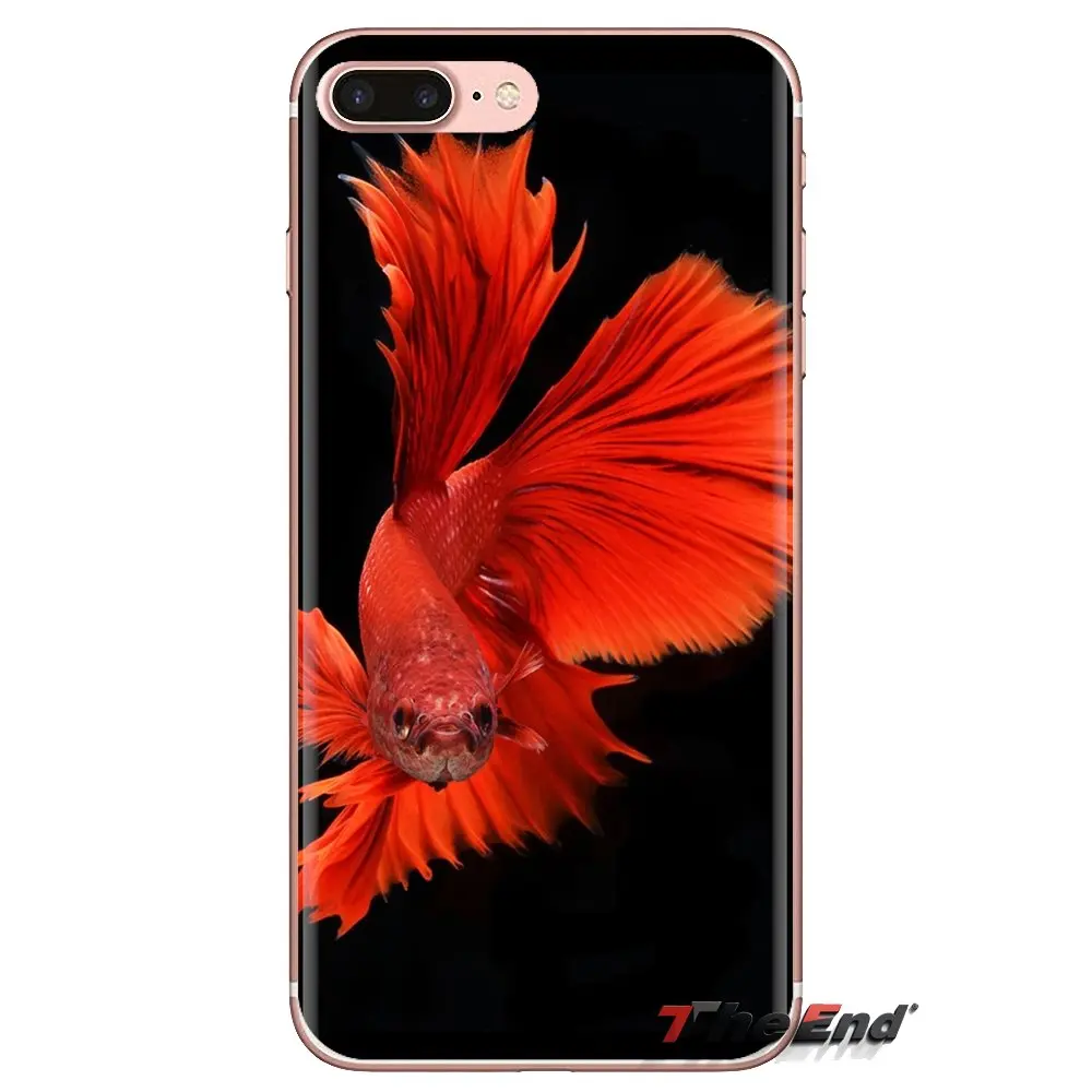 For iPod Touch Apple iPhone 4 4S 5 5S SE 5C 6 6S 7 8 X XR XS Plus MAX Phone Wallpaper with Blue Betta Fish 2 Silicone Skin Cover |