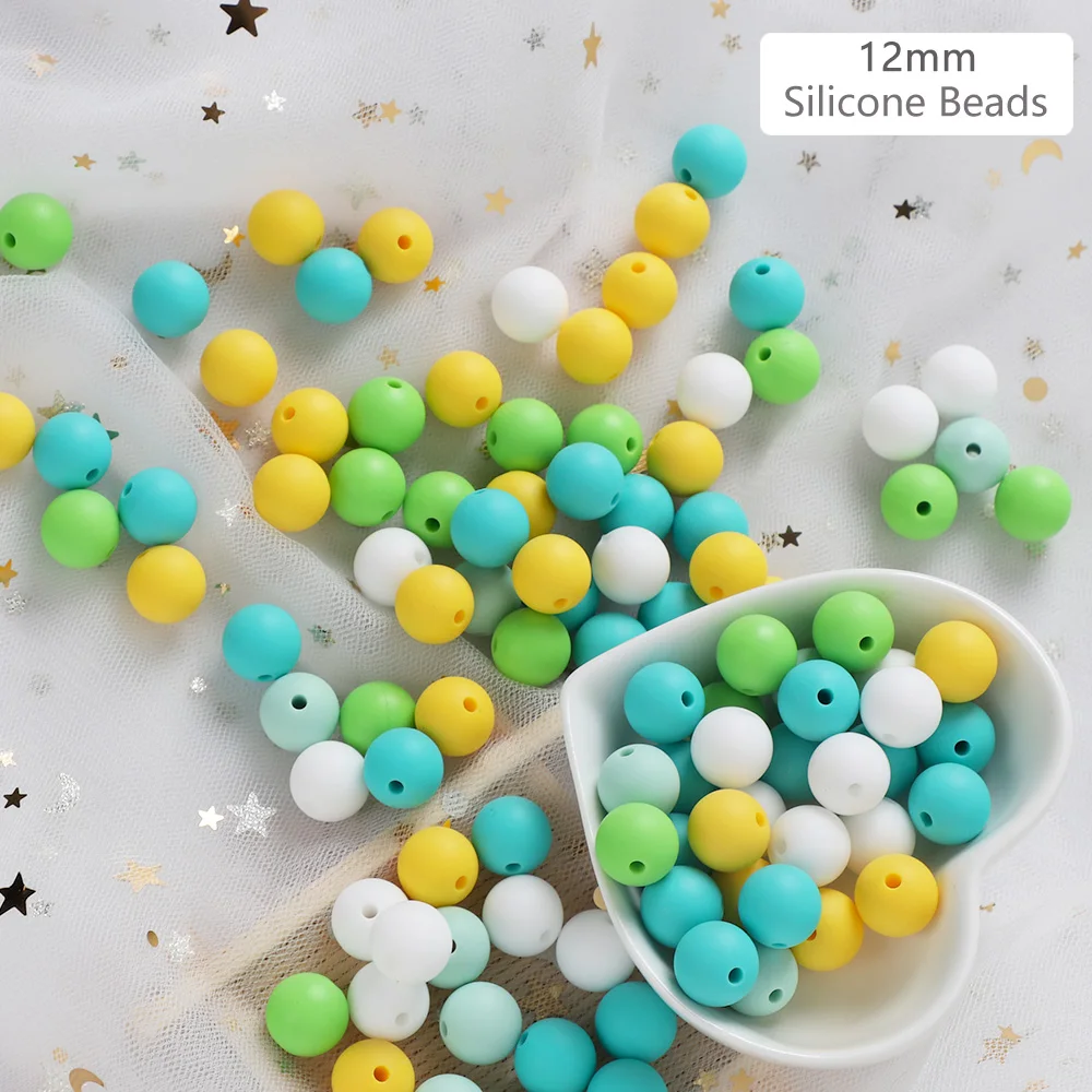 TYRY.HU 30PC Silicone Beads 12mm Baby Teething Necklace Toy Accessories DIY pacifier Chain Nurse Gift Food Grade Pearls | Мать и ребенок