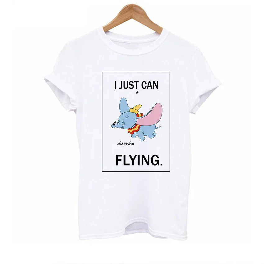 BTFCL Dumbo, женская футболка, Забавный слон, Camiseta Dumbo, футболка с принтом, женская, американская, популярная, футболка, милая, 90 s, футболка с животными - Цвет: white29