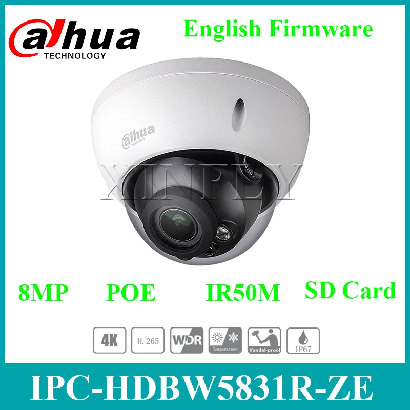 Dahua IPC HDBW5831R ZE 4 K 8MP ИК купольная сетевая камера POE IP67 SD слот для карт Замена HDW5231R с