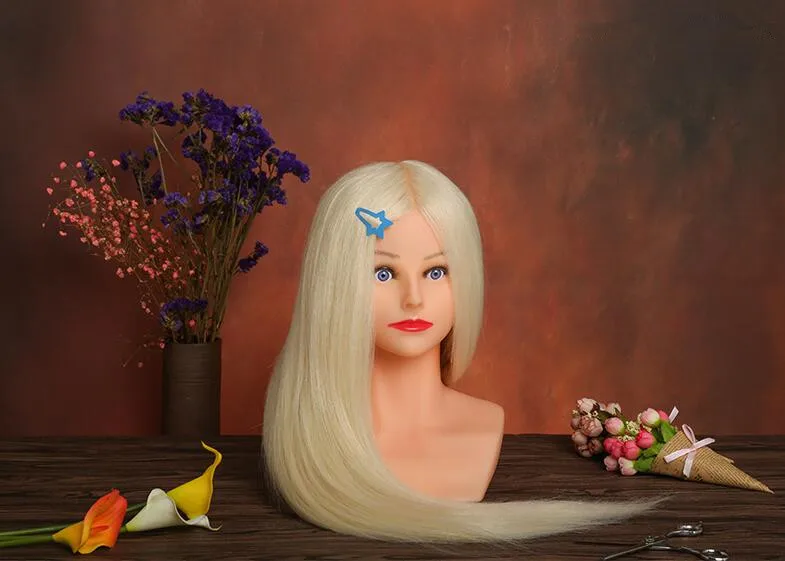 Голова манекен из светлых человеческих волос 24 дюйма 85%|human hair mannequin head|training headhair