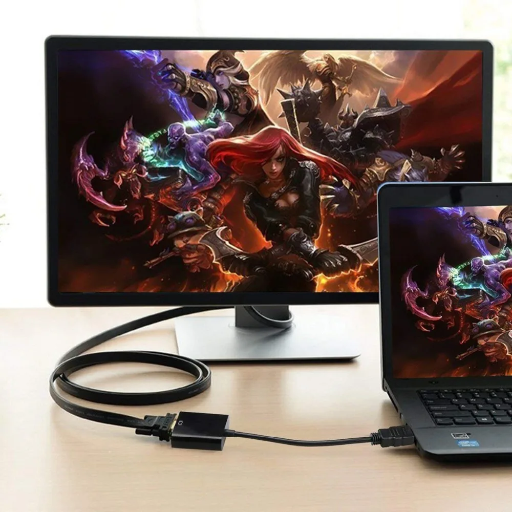 Адаптер HDMI к VGA позолоченный 1080P цифро аналоговый конвертер Папа мама видео