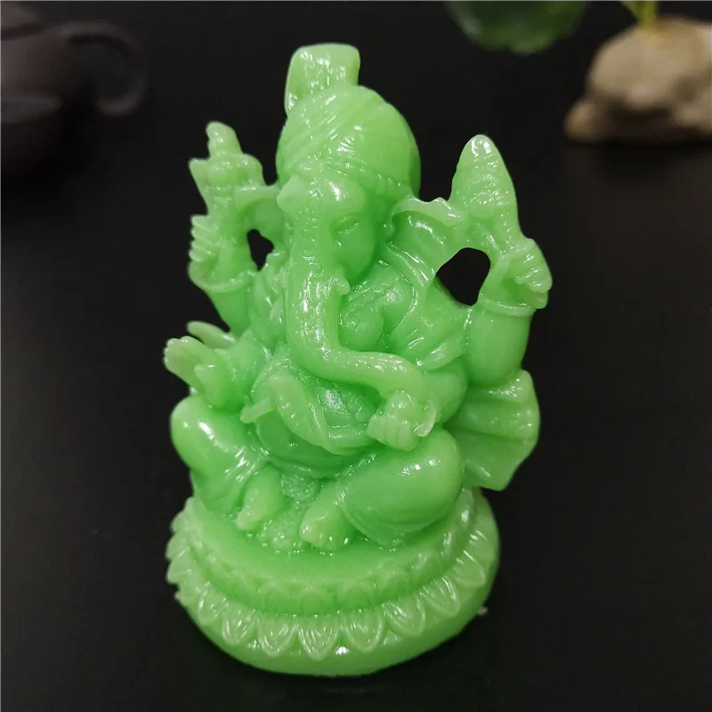 Светящийся искусственный Нефритовый камень статуя Ганеши Будды украшения