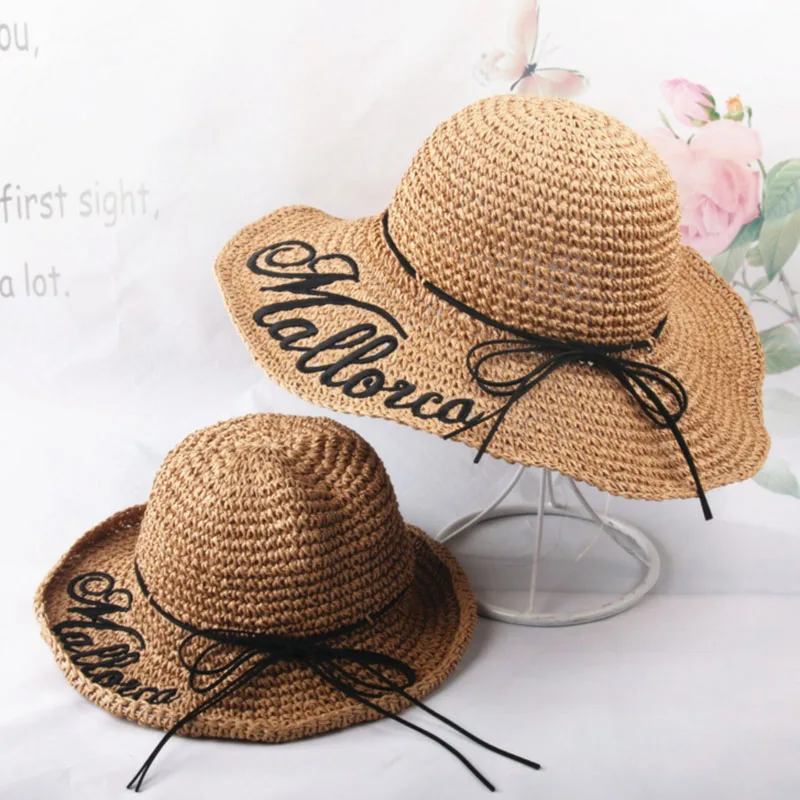 New Summer Sunscreen child Girl Ladies Women Foldable Striped Bow Cap Big along hat Sun beach lm37 | Детская одежда и обувь