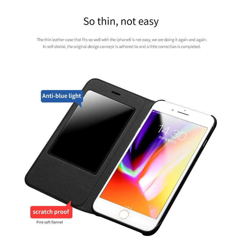 Чехол QIALINO из натуральной кожи для Apple iPhone 7/8 Plus SE 2020 деловой стиль тонкий книжка 4 7