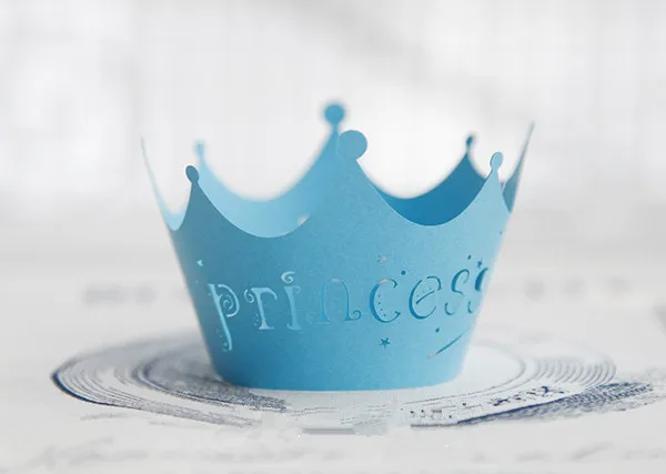 

Free Shipping blue princess crown cake cup cupcake wrapper, paper muffin cups liners wrappers decoration for girl birthday party