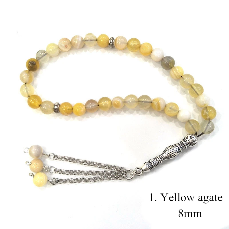 8mm Real natural Stone Islamic Prayer 33 beads Tasbih Misbaha Muslim bracelet Tasbeeh for birthday gift | Украшения и аксессуары