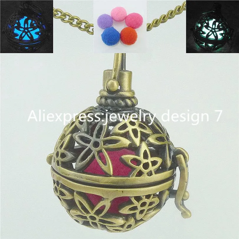 Бесплатная доставка 17229 светятся цветок медальон флягодержатель ожерелье духи