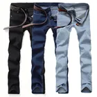 Мужские джинсы для молодых мужчин эластичные прямые штаны для маленьких ног модные тонкие однотонные брюки весенние и осенние джинсы деловые, повседневные