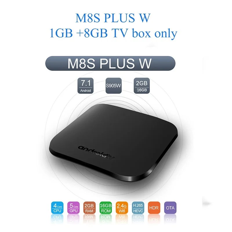 1G8G TV box only M8S PLUS W ТВ приставка Android 7,1 ТВ приставка Amlogic S905W четырехъядерный 1 ГБ 8 ГБ 2 Гб 16 Гб Miracast Airplay DLNA WiFi HD медиаплеер - Цвет: 1G8G TV box only
