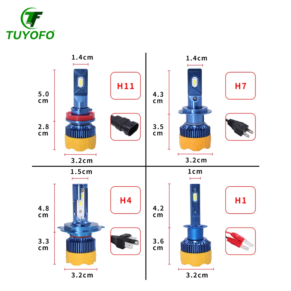 TUYOFO 20000LM светодиодный авто лампы H1 H4 H8 H9 H11 HB3 HB4 9005 9006 фар Светодиодный H7 Canbus H11 H7 Светодиодный лампочки лампы для автомобилей