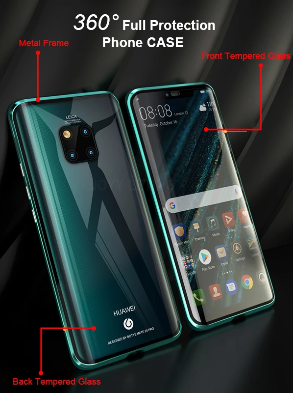 360 Полное покрытие корпуса Магнитный чехол для huawei Mate 20 Pro противоударный
