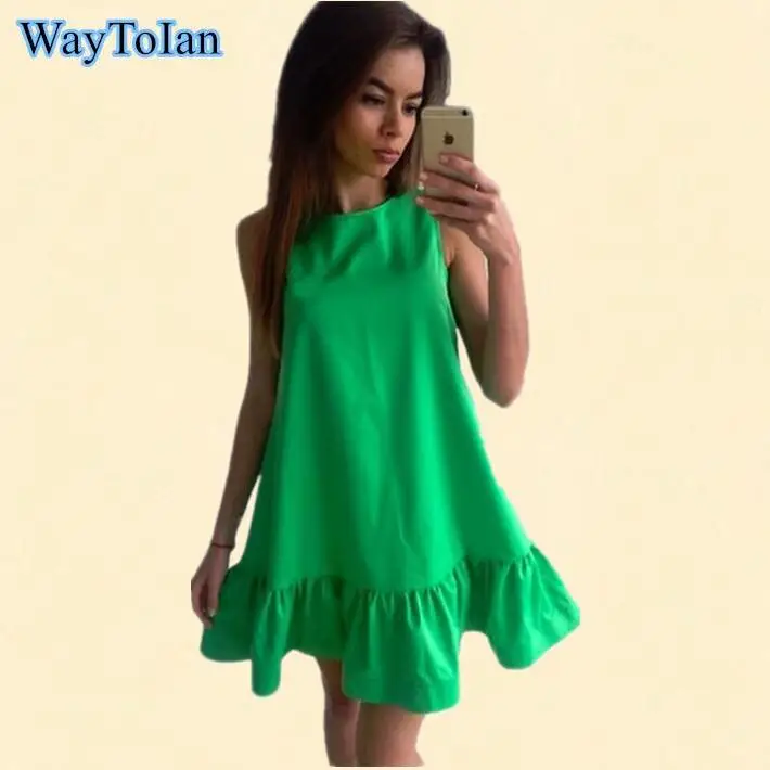 Vestidos сексуальное женское платье с оборками летнее Повседневное без рукавов