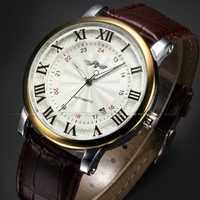 winner men fashion sport wristwatches man analog mechanical calendar watch military leather clock roman dial relogio masculino