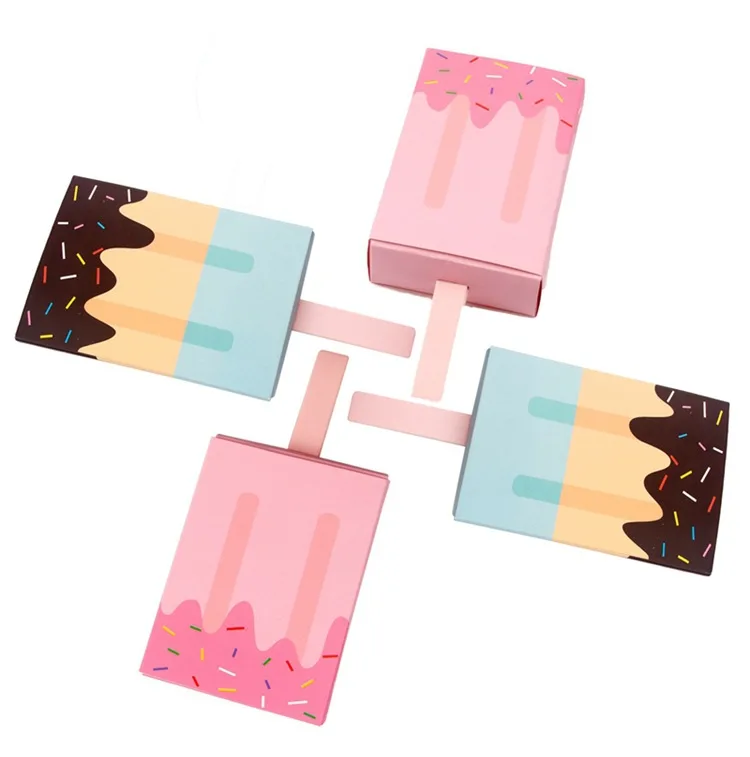 Коробка конфет Icecream в форме мультфильма выдвижной поднос из крафт бумаги коробка