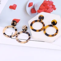 hocole fashion leopard acrylic drop earrings for women geometric resin big round dangel earring statement brincos jewelry 2019