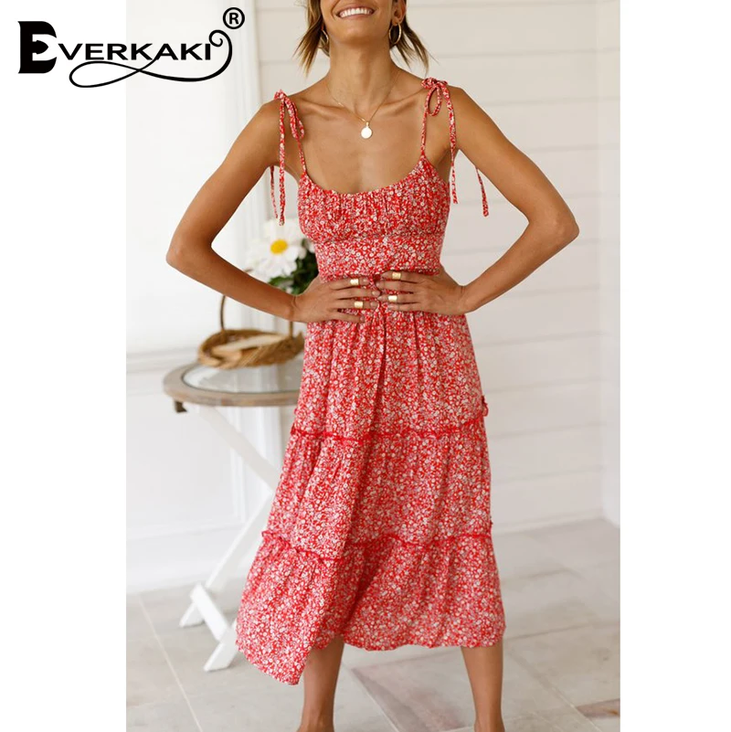 Everkaki богемное платье-комбинация с принтом длинное платье для женщин высокая
