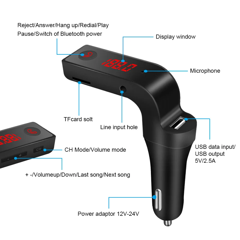 Беспроводной автомобиля Bluetooth AUX fm передатчик громкой связи bluetooth mp3 аудио плеер