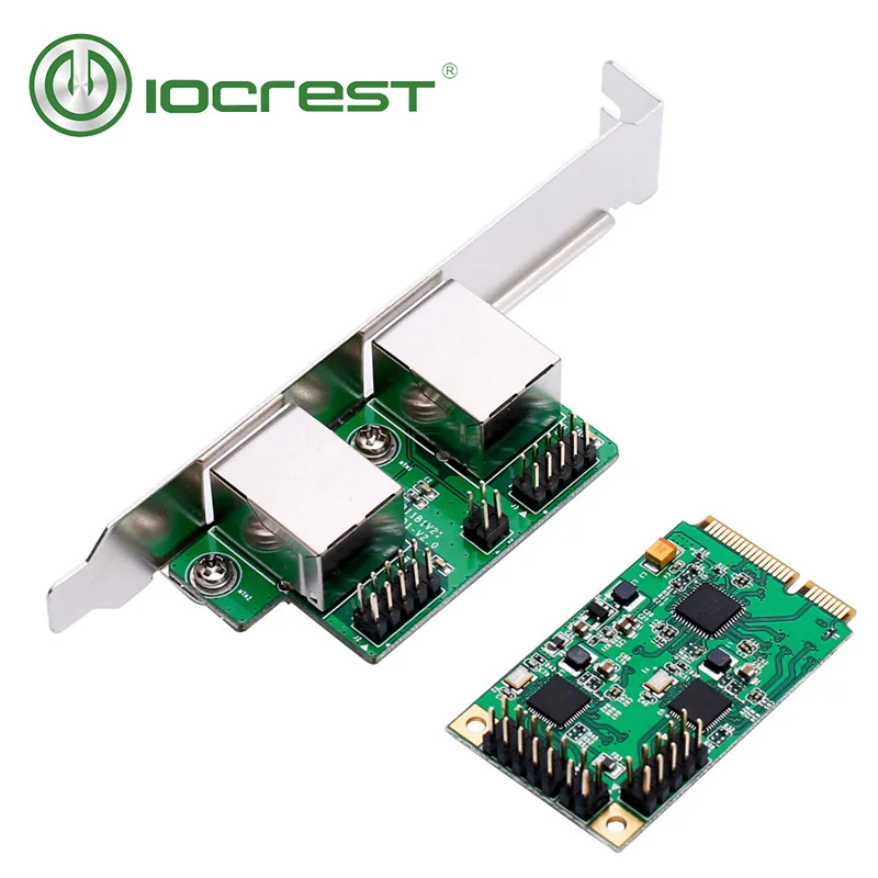 Двухгигабитная мини карта контроллера IOCREST PCI Express чипы RTL8111 2 порта сетевая rj45 Lan
