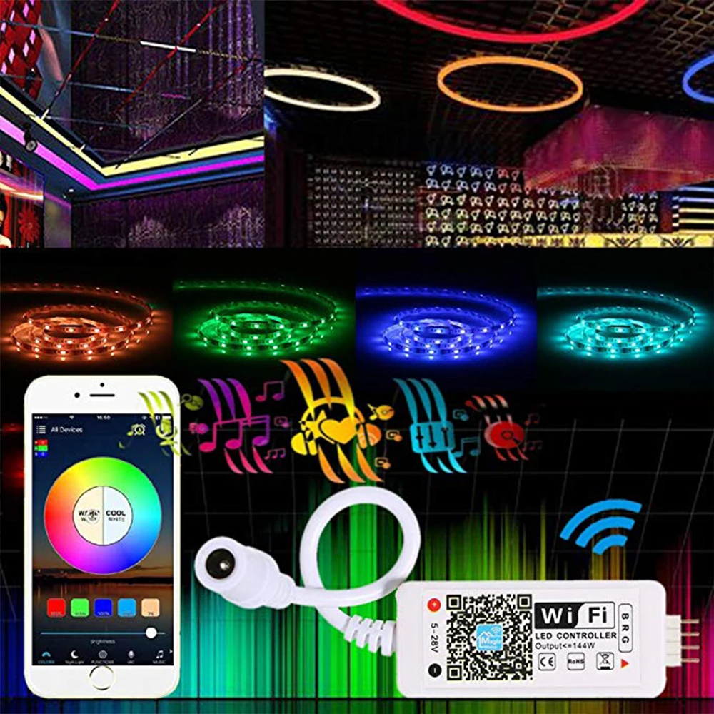 16 миллионов цветов Wifi RGB/RGBW led контроллер управления смартфоном музыка и режим таймера magic home Мини wifi led rgb контроллер