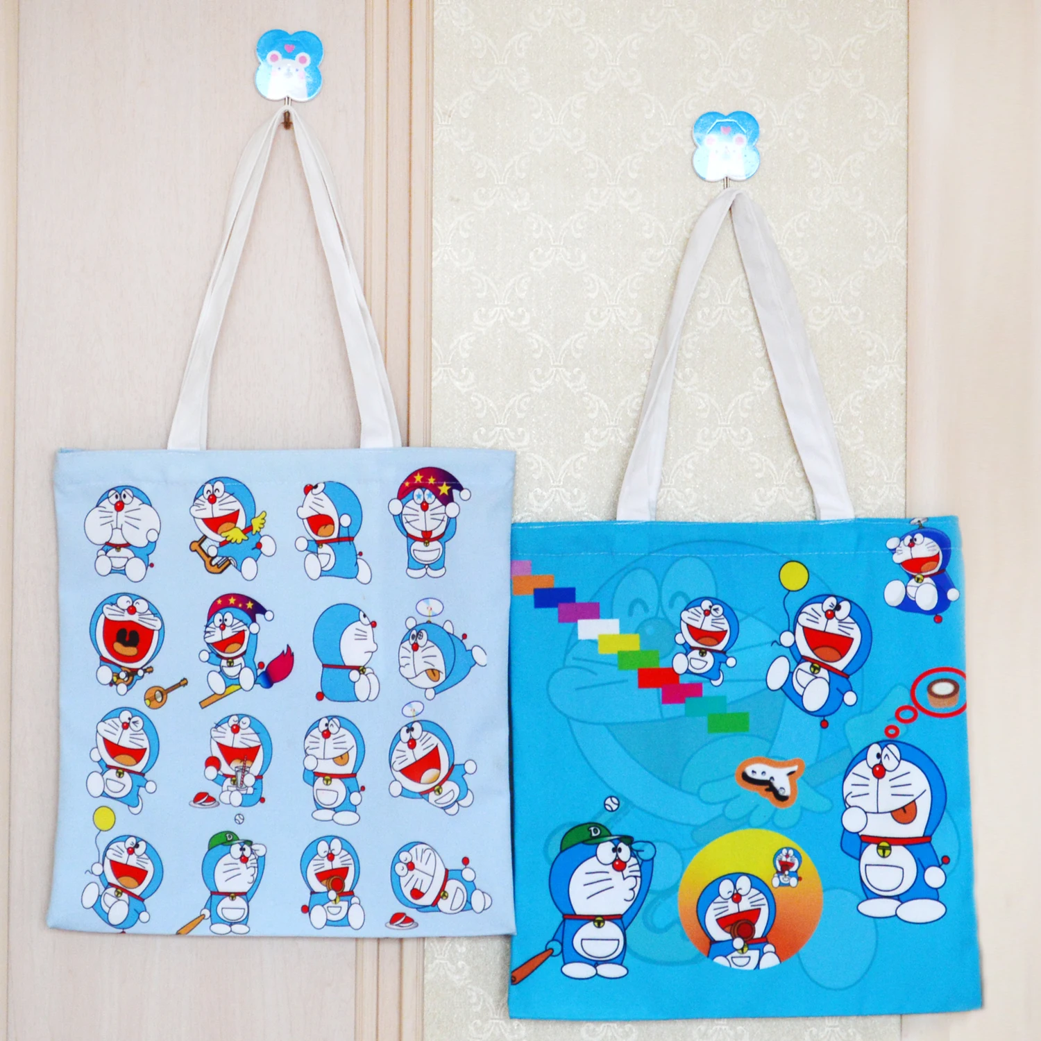 Doraemon сумка на заказ Женская Холщовая Сумка-тоут ручная работа для покупок