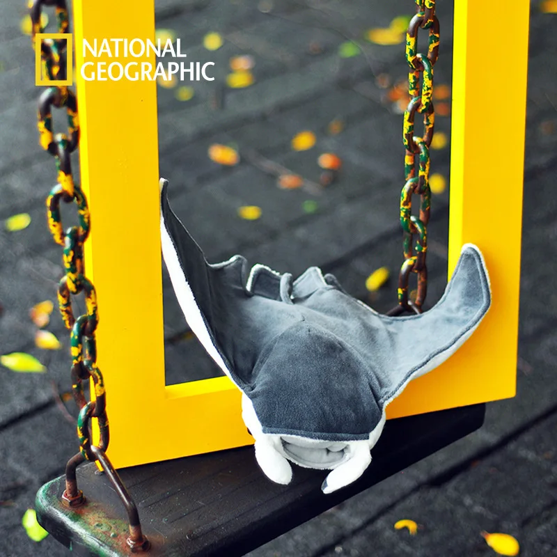 

National Geographic 47CM Devil Fish Plush Toys Simulation Flying Rays Stuffed Animals Toys Double Kiss Front Mouth Manta Ray Dol