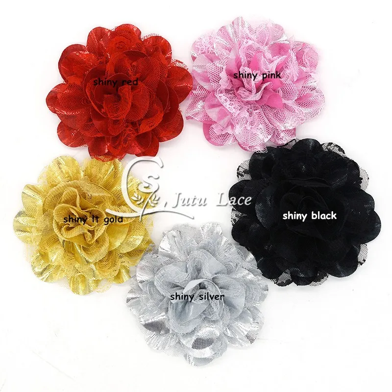 

30 pcs / lots , 3 .75 lace flowers , shabby shiny flower for DIY accessories headwear