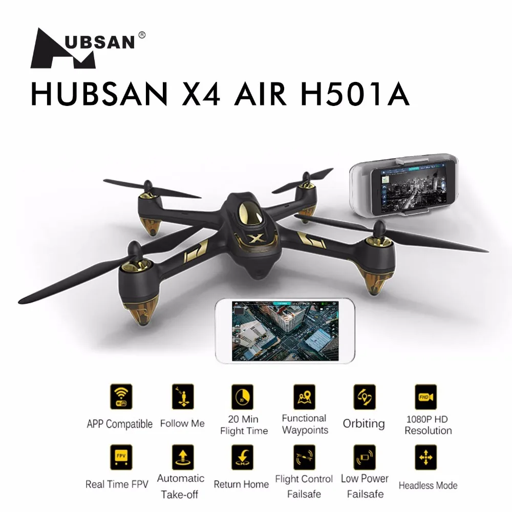 Hubsan H501A X4 Wi Fi бесщеточный FPV RC Quadcopter Дрон с 1080 P HD камера gps Waypoint RTF Headless режим|drone