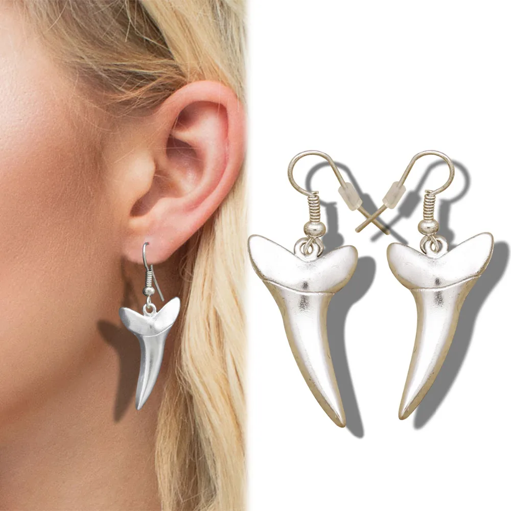 Polish Shark Fang Tooth Tusk Dangle Earrings Wicca Fancy Dress Costume Sanskrit Women Oorbellen Orecchini Jewelry Gift | Украшения и